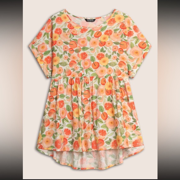 BloomChic Fruit Print Curved Hem Blouse size 1X (14-16) - Picture 8 of 14
